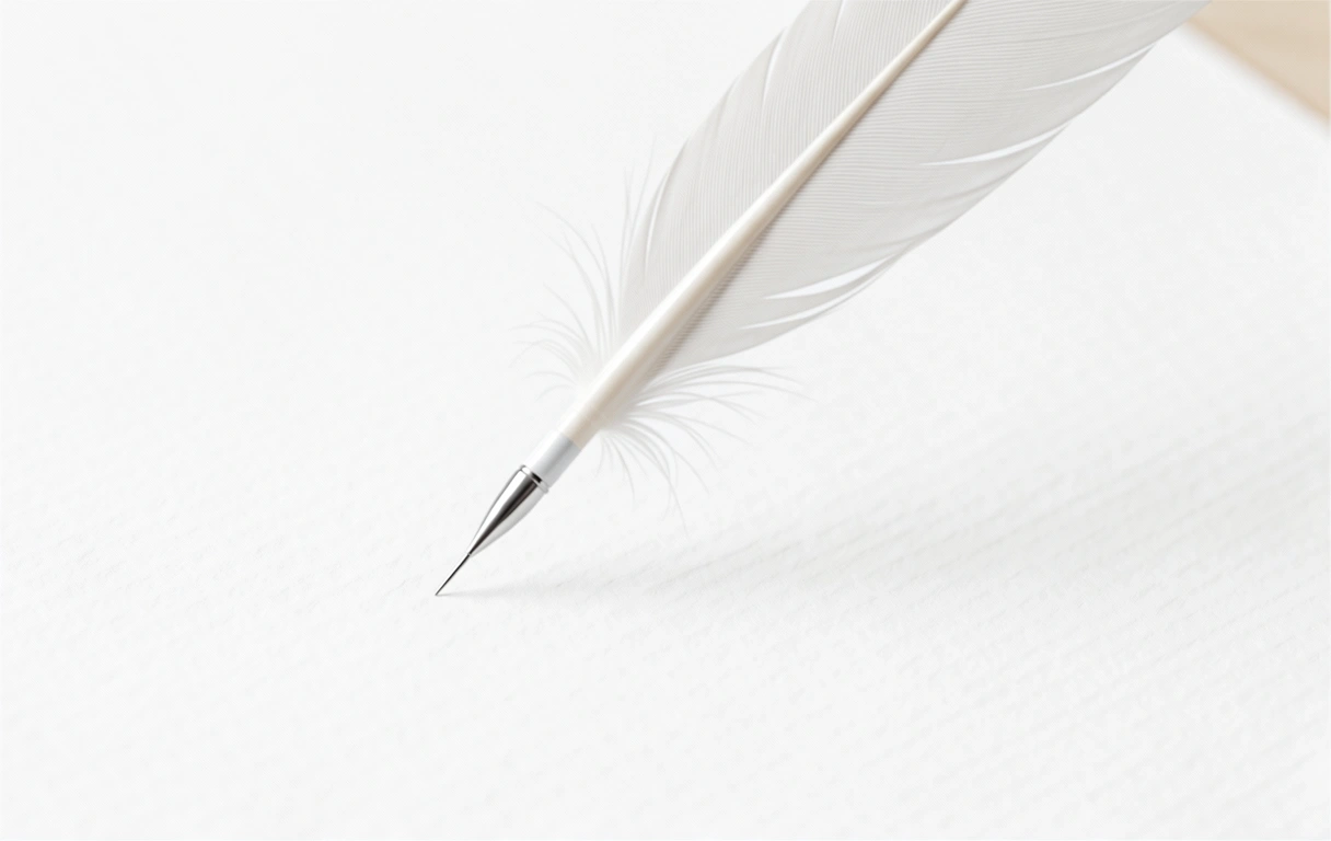 Detalle de pluma y papel representando la precisión de Maraqilo